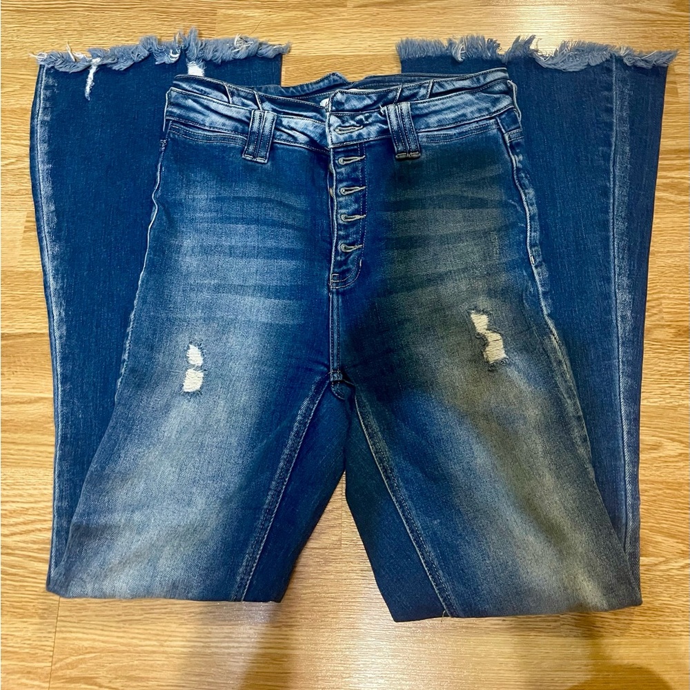 Women’s ripped high rise KanCan flared jeans